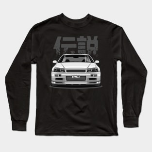 Skyline GTR R34 - Pearl White (Front View Design) Long Sleeve T-Shirt